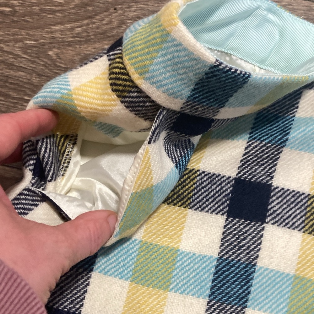 Womens Boden British Tweed Yellow Blue Plaid Skirt Size 12 - Picture 4 of 11